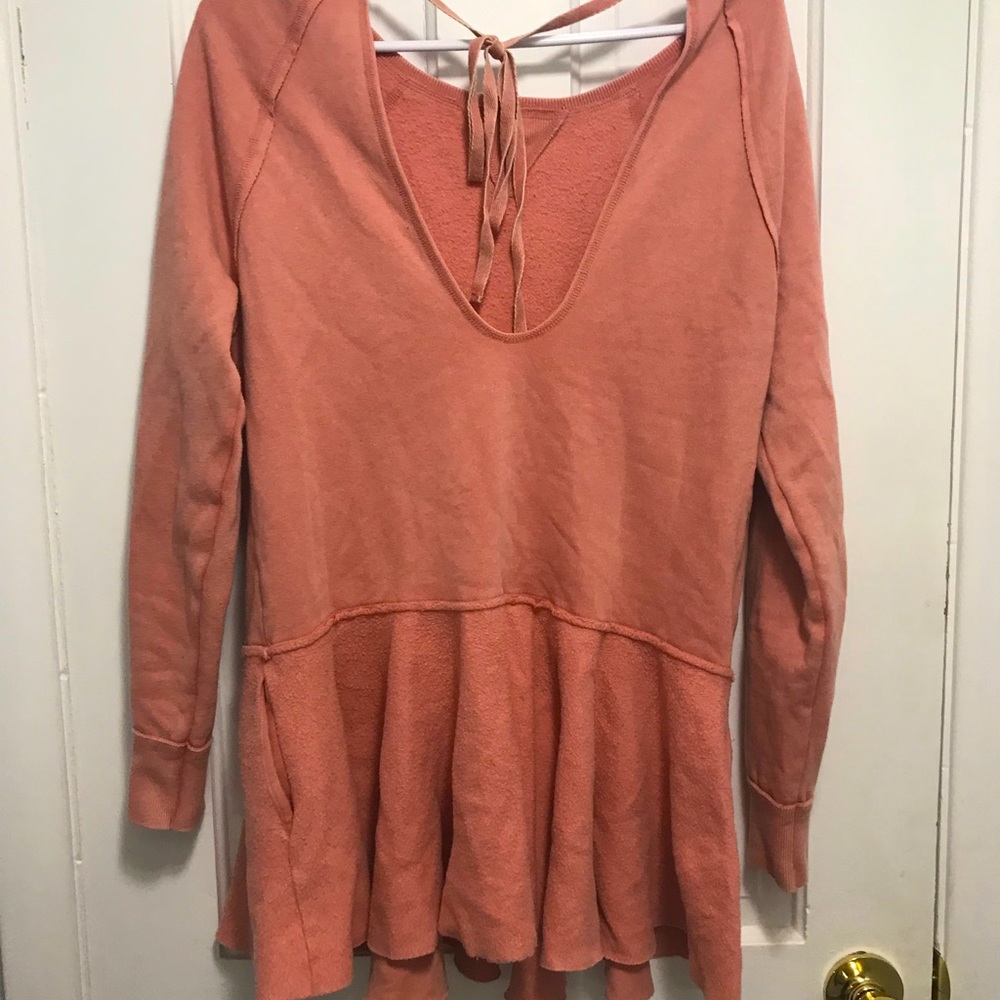 Free People Pink Peplum Sweatshirt Mini Dress with Pockets - Picture 11 of 11